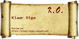Klaar Olga névjegykártya